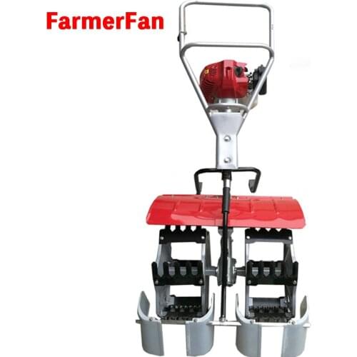 Gasoline paddy field weeding machine hand-push double-row weeding machine