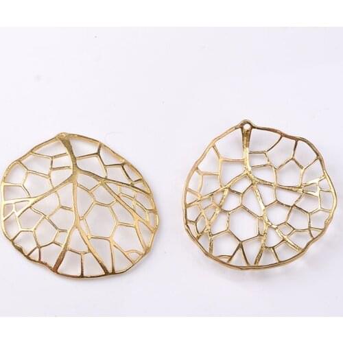 5 Pieces 42*43 mm Metal Copper Hollow Out Round Leaf Charms Accessories Diy Jewelry Making