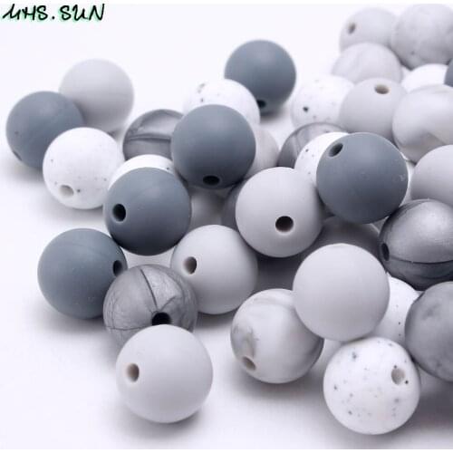 MHS.SUN Chewing Silicone Beads Round Food Grade For Teething Necklace Teether Loose Silicone Beads BPA Free Jewelry