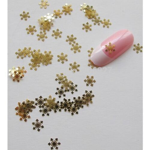 MS48 100pcs Gold Cute Snowflake Deco Nail Art Metal Sticker Nail Art Decoration Non-adheisve Sticker