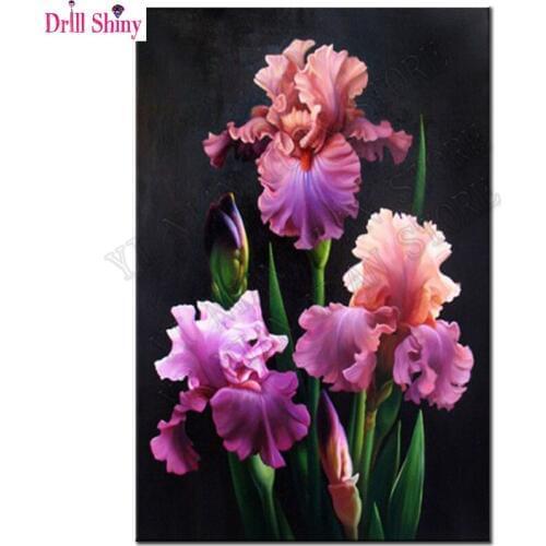 5D diy Diamond Painting Square Resin rhinestones Pasted Purple Flowers Cross Stitch Kits Embroidery mosaic pattern Wall stickers