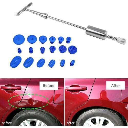 Dent Repair Puller Kit Car Dent Repair Tools T Bar Slide Hammer +Glue Puller Tabs for Vehicle Car Auto Body Hail Damage Remover