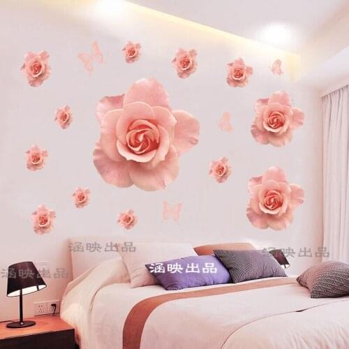Living room rose bedroom wall bedside interior decoration wall self paste paper wall paste wallpaper Decal