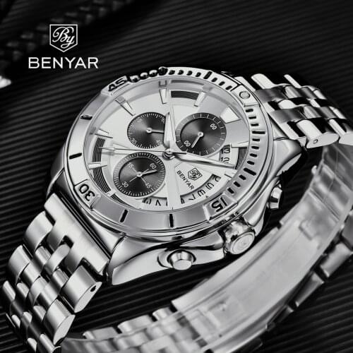 2021 Benyang New Fashion Casual Mens Quartz Watch Stainless Steel Hollow Waterproof Night Light Pointer Watch Relogio Masculino