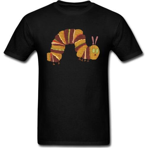 The Very Tasty Caterpillar T Shirt Foodie Tops Men Tshirt Burger Lover Clothing Funny Summer Tees Black T-shirt Cotton