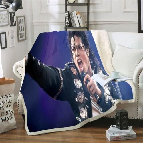 Michael Jackson 3D Printed Sherpa Blanket Couch Quilt Cover Travel Bedding Outlet Velvet Plush Throw Fleece Blanket Bedspread 07