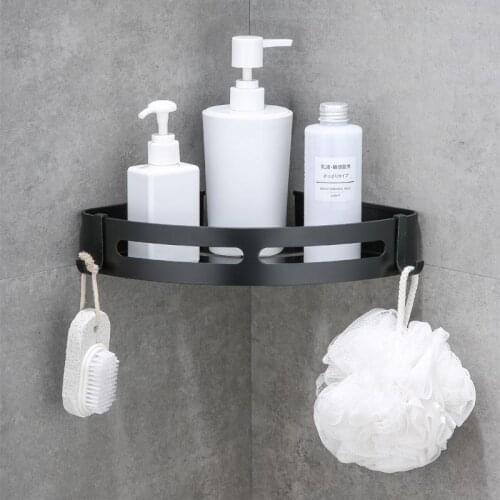 Bathroom Shelf Organizer Shower Storage Rack Black/Matte Corner Shelves Wall Mounted Aluminum Toilet Shampoo Holder Accessories