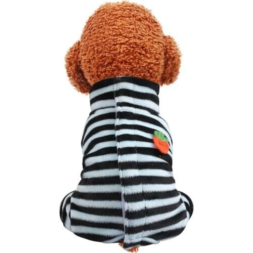 Striped Pet Clothes Four-legged Dog Coat Jacket for Winter Warm Puppy Costume Cat Outfit for Pug French Bulldog Apparel Mascotas