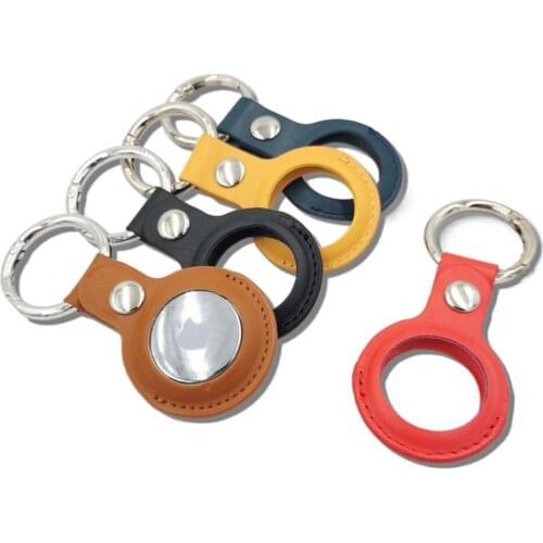 Popular Leather Protective Case For Airtag Cover Hangable Keychain Locator Tracker leather Case For airtags