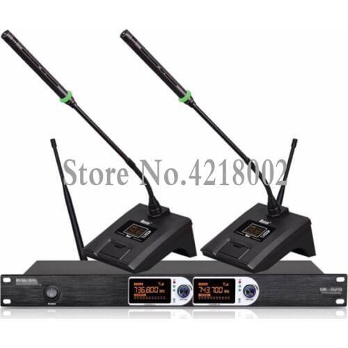 Pro UHF 4 Channel Conference Wireless Microphone System Desktop Table Gooseneck Mic Chairman Delegate Microphone for Meeting