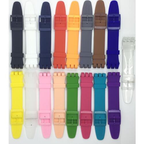 MR NENG Black Watchband for Swatch Strap Buckle For SWATCH Silicone Watch band 17mm 19mm 20mm Rubber Strap16MM Watch accessories