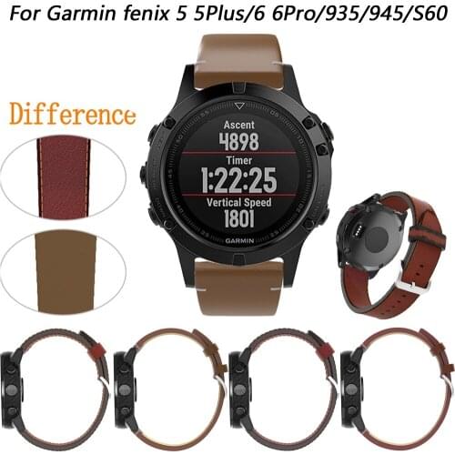 22mm Leather Watch Band Strap For Garmin Fenix6 6Pro/5 5plus/Forerunner 935/945/Approach S60 smart watch Band Bracelet Wristband