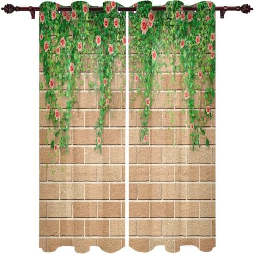 Modern Curtains Flower Leaves Wall Baby Room Bedroom Creative Window Curtains Kitchen Living Room Terrace Valance Curtains