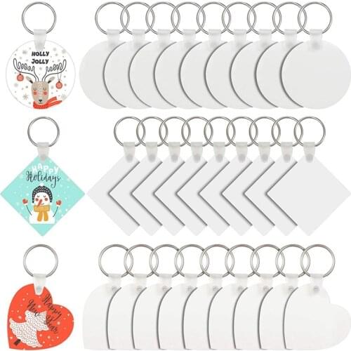 Sublimation Blank Keychain Heat Transfer Keychain Double-Side Printed MDF DIY Blank Keychain with Key Rings
