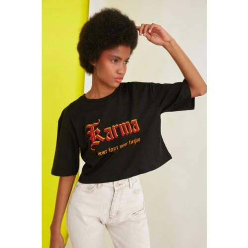 Trendyol Loose Crop Knitted T-Shirt TWOSS21TS2140