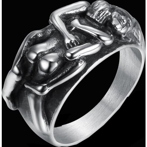 Vintage Kissing Lovers Ring Fall In Love For Men Women Couple Ring Adam Eve Passionate Lovers Band Fashion Jewelry Gifts