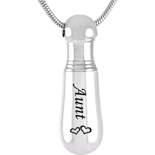 Stainless Steel Waterproof Baseball Bat Cremation Jewelry Fashion Urn Pendant Aunt Keepsake Memorial Urn Necklace for Ashes
