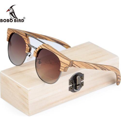 BOBO BIRD Polarized Women Sunglasses Wood Zebrawood Glasses Women Retro Vintage Eyewear UV400 oculos de sol feminino