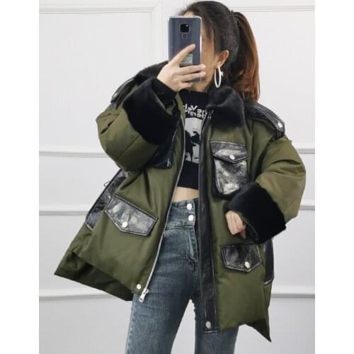 90% White Duck Down Womens Winter Down Jackets Real Wool Fur Collar Coat Female Street Oversized Womens Coats Casacos Zjt1929