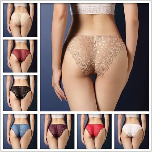 Dreamlikelin Women Sexy Underwear Solid Lace Lingerie Panties for Women Hollow Flowers Seamless Briefs