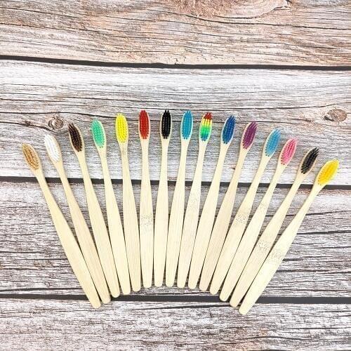 12pcs/Pack bamboo tooth brush eco friendly soft fibre tooth brush Solid bamboo handle environmental Oral Health Travel toothbrus