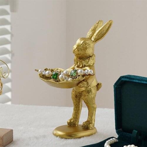 1Pc Easter Rabbit Decoration Bunny Model Adornment Retro Bunny Model Jewelry Holder Decorative Bunny Model For Women Home