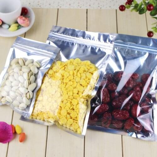 100pcs/lot, 12*20cm Translucent plating aluminium ziplock bag - resealable zipper foil pouches valve bag food bag gift bag