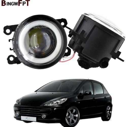 2pcs Car 30W 12V COB LED Fog Light Halo Ring Angel Eye Daytime Running Light DRL For Peugeot 307 2002-2008