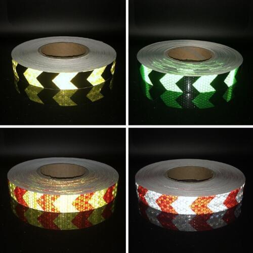 25mmx10m shining reflective warning self-adhesive stikcer with color arrow printing for car