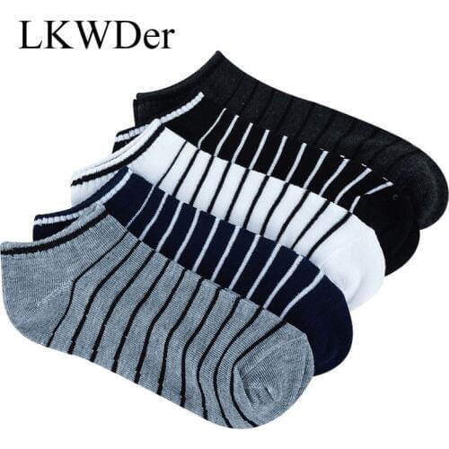 LKWDer Hot Sale Comfortable 5 Pairs Unisex Comfortable Stripe Cotton Sock Slippers Short Ankle Socks New Arrival Breathable Soxs