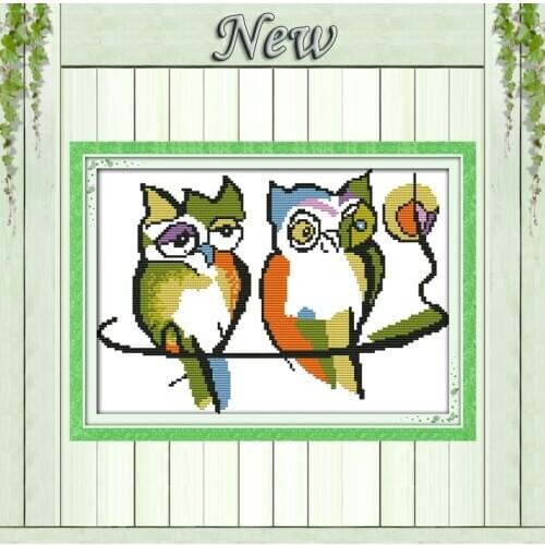 7 colour owl animal painting Home Decor,pattern print on canvas DMC 14CT 11CT DIY Cross Stitch Needlework kits Embroidering Sets