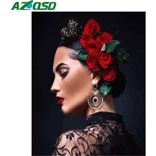 AZQSD Diy Frame Coloring By Number Girl Drawing On Canvas Pictures By Numbers Figure Kits Handmade Home Decor