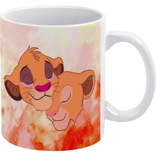 Simba And Nala White Mug New Good Quality Print Mug 11 Oz Coffee Cup Simba Nala Lion King Love Comfort Edit Cute King Queen Zio