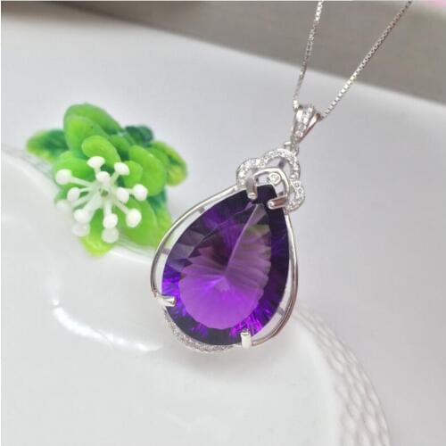 Amethyst pendant Free shipping Necklace pendant Natural amethyst pendants 925 sterling silver Gem Size 18/25mm