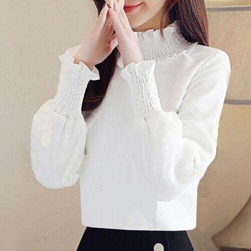 Fashion Female Autumn Solid Color Long Sleeve Turtle Neck Warmer Blouse Top