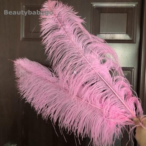 Big Pole Pink Colour Dyed Fluffy Ostrich Feathers 65-70cm Long Natural Plumes For Wedding Birthday Party Decorations Carnival
