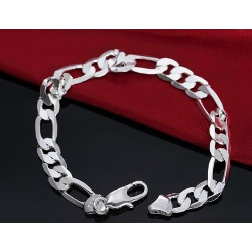 925 Sterling Silver 18K Gold 8MM Sideways Bracelet For Women Men Party Gifts Wedding Fashion Jewelry