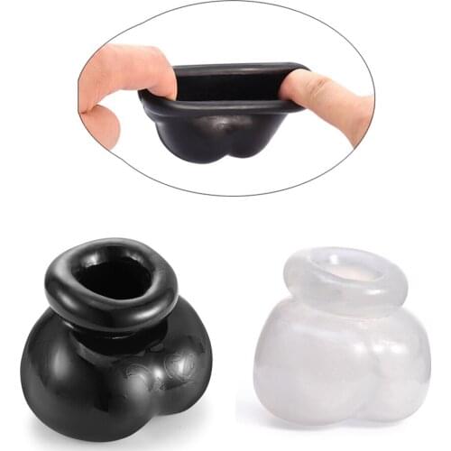 Black/Transparent Male Penis Ring Soft Scrotum Sleeve Ball Stretcher Penis Cock Ring Time Delay Toys Adult Sex Toys For Men