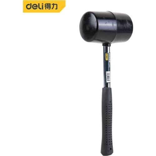 Deli Non-Elastic Black Rubber Hammer Wear-Resistant Tile Hammer With Round Head And Non-Slip Handle DIY Hand Tool High Quality
