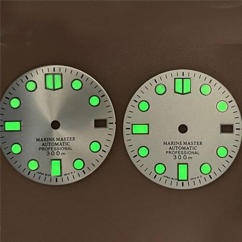 For NH35/NH36 28.5MM Single Calendar Watch Dial Green Luminous Wristwatch Dial for NH35/NH36 Movement Modification Kits