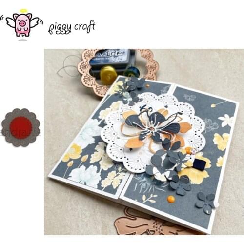 Piggy Craft metal cutting dies cut die mold Flower plate frame Scrapbook paper craft knife mould blade punch stencils dies