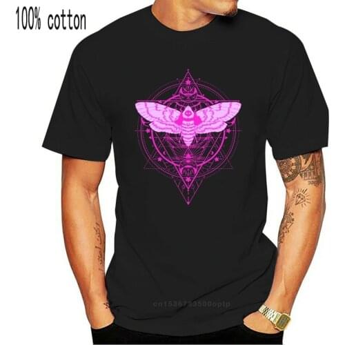 Create Moth And Crescent Moon Witchy Pastel Goth T Shirt Men Round Collar Female Cool Women T Shirts Tee Top