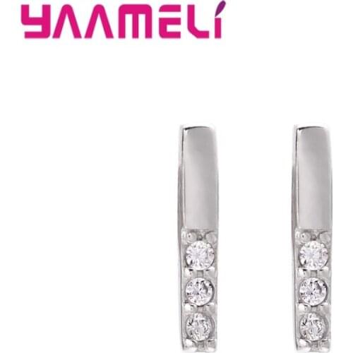 Hot Sale Long Charms Stud Earrings 925 Sterling Silver White Gold Rose Gold Colored Women Girls Ear Brincos Accessories Jewelry