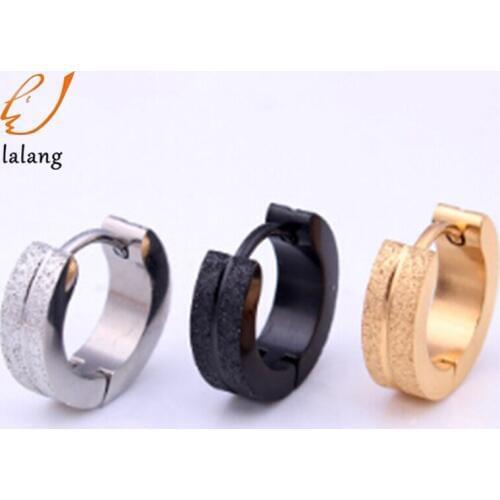 Fashion Hot Sale Titanium steel Ear Buckle Minimalist Stainless Steel Men Earrings Ear Clip Round Hoop Earrings 369819