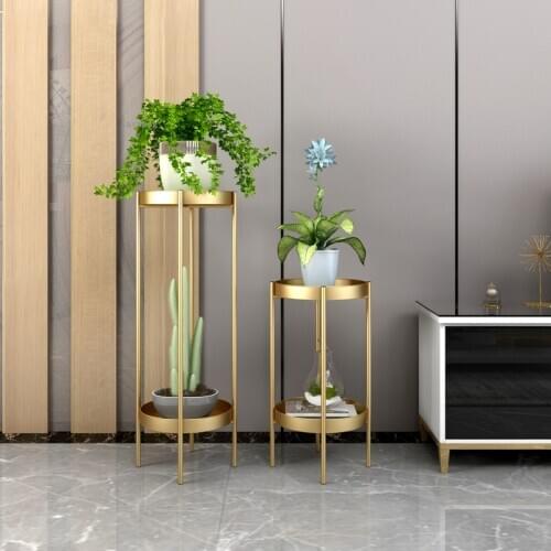 Living Room Office Floor Flower Pot Rack Nordic Home Bedroom Double Layers Flower Shelf Simple Modern Indoor Balcony Plant Stand