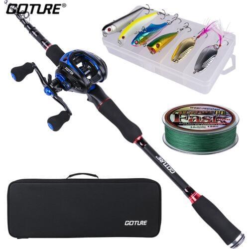 Goture Spinning /Casting Fishing Rod Combo With Fishing Rod Set Fishing Line Fishing Reel Fishing Lure Fishing Bag Tackle
