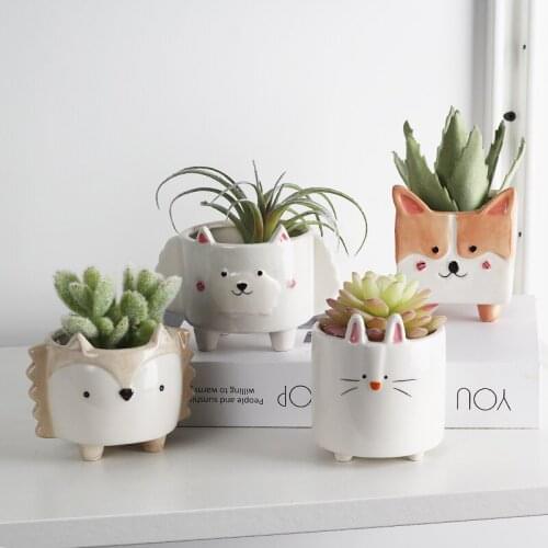 Ceramic Flower Pot Cartoon Animal Plant Macetas Balcony Decorations Vase Succulent Planter Vertical Garden Pots Cute Flowerpot