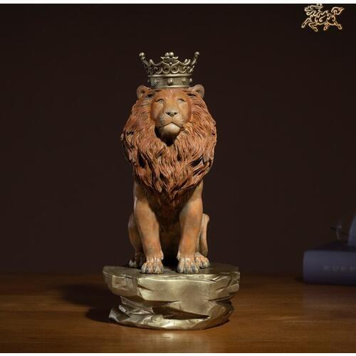 Limited Edition Collection TOP Original home office business art LION King of the Forest animal color brass Sculpture Ornament