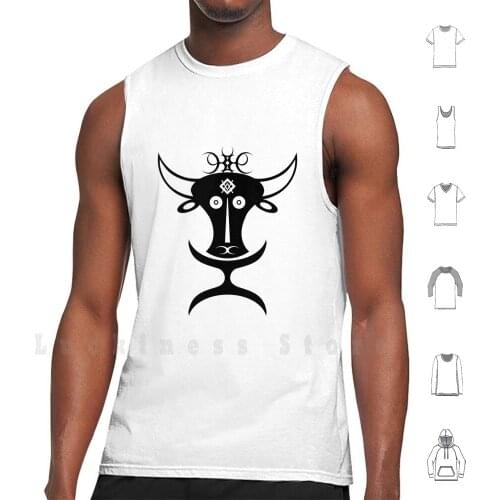 Buffalo Idol Tank Tops Vest Sleeveless Buffalo Cow Tribal Black White Monochrome