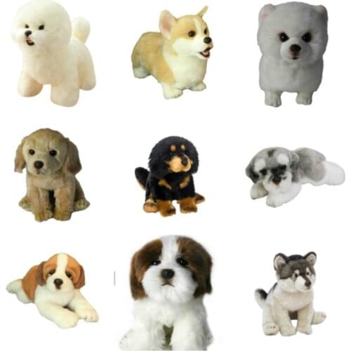 Cute Teddy Corgi Dog Playmate Plush Toys Simulation Dog Stuffed Toys Cute Animal Pets Plush Dolls for Kids Boys Girls Gift